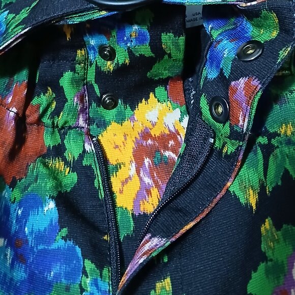 Zara Shorts Size S Paperbag Waist Belted High Rise Cuffed Black Floral Stretch - Picture 6 of 8